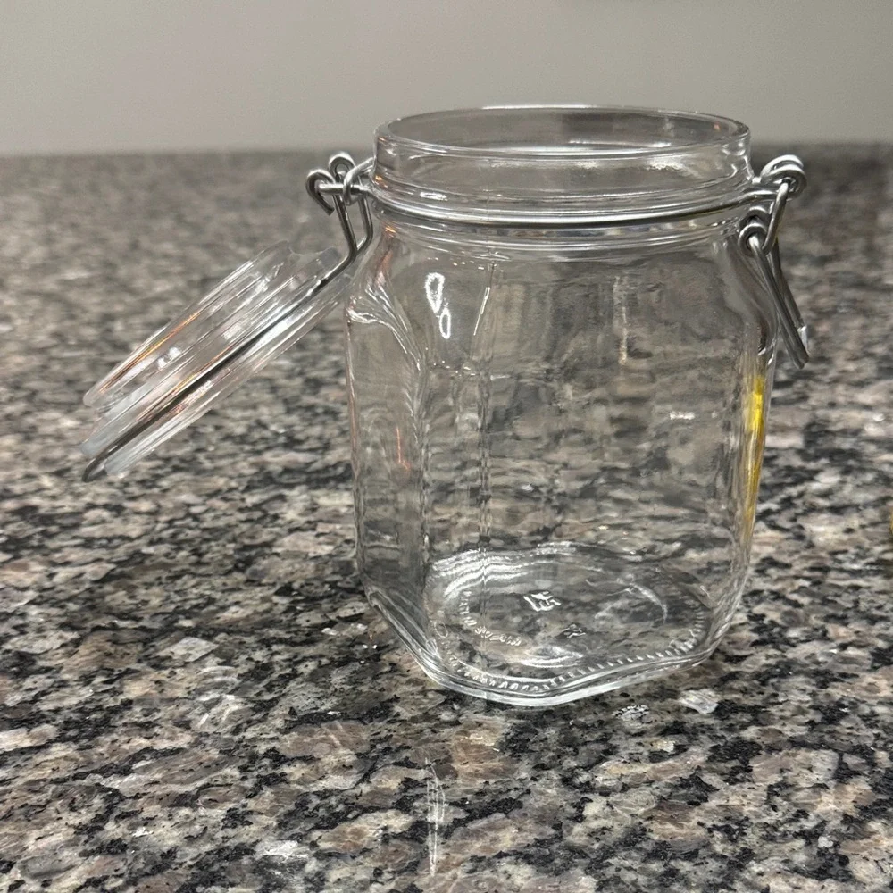 Bormioli Rocco Fido Case Clear 1L Glass Storage Jar with Secure Silver Lid NEW